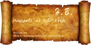 Hagymási Bálint névjegykártya